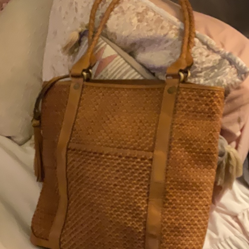 NWTS! Patricia Nash Rena Leather Woven Tassel Tote Bag - Picture 5 of 12
